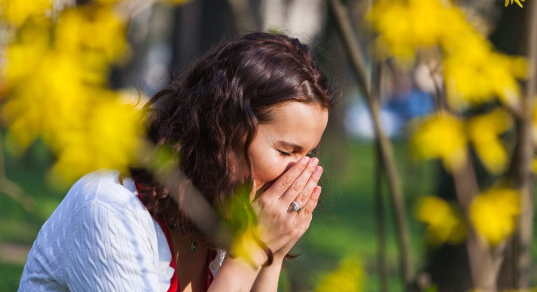 nátha, allergia, pollen, nő