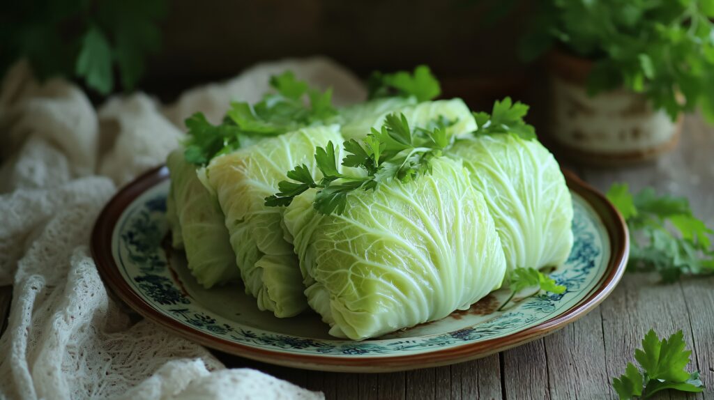 Pak choi tekercs.
