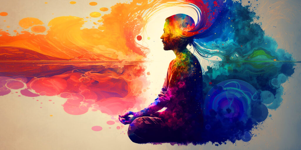 Meditáló férfi, önismeretet gyakorol