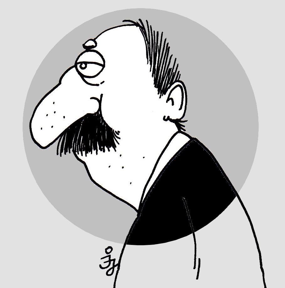 Izsák Jenő karikatúra, önarckép