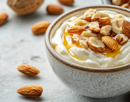 Mandula lapú növényi joghurt mandula darabkákkal