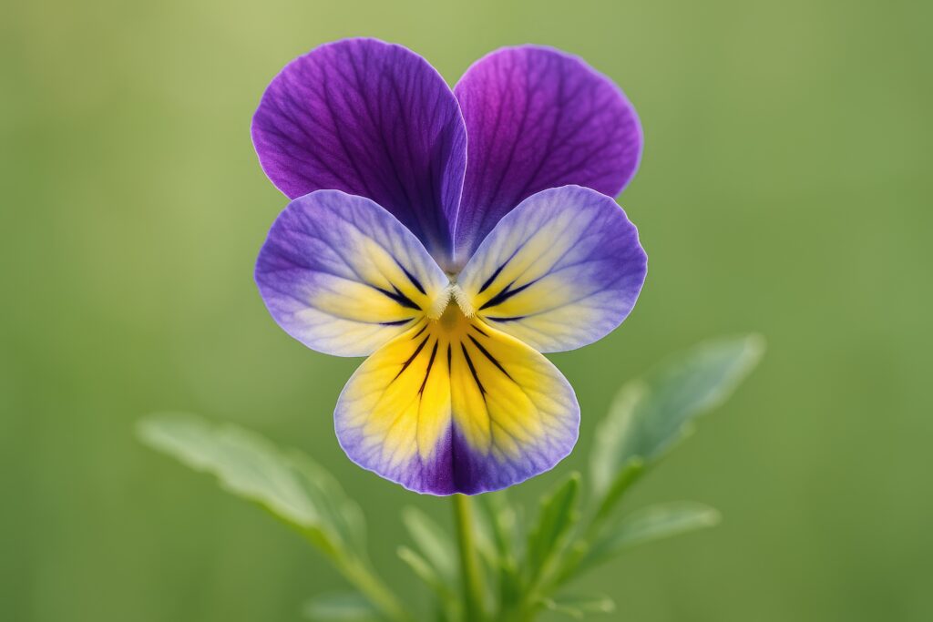 Botanikai betekintés a Viola tricolorba, amelyet gyakran árvácskának és háromságfűnek is neveznek.
