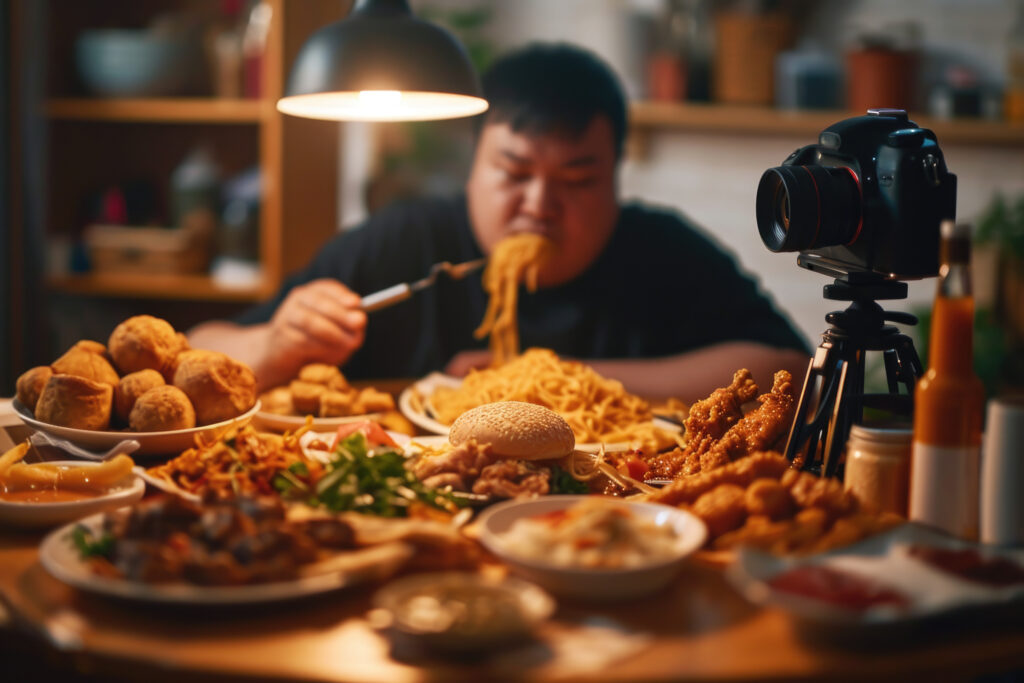 A mukbang lényege, hogy fiatal koreaiak a kamera előtt esznek gyakran megdöbbentő mennyiségű ételt, miközben a „közösség” nézi őket.