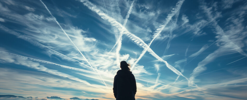 Chemtrail vonalak az égen.