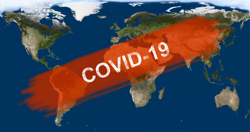 Covid 19 járvány és a világtérkép.